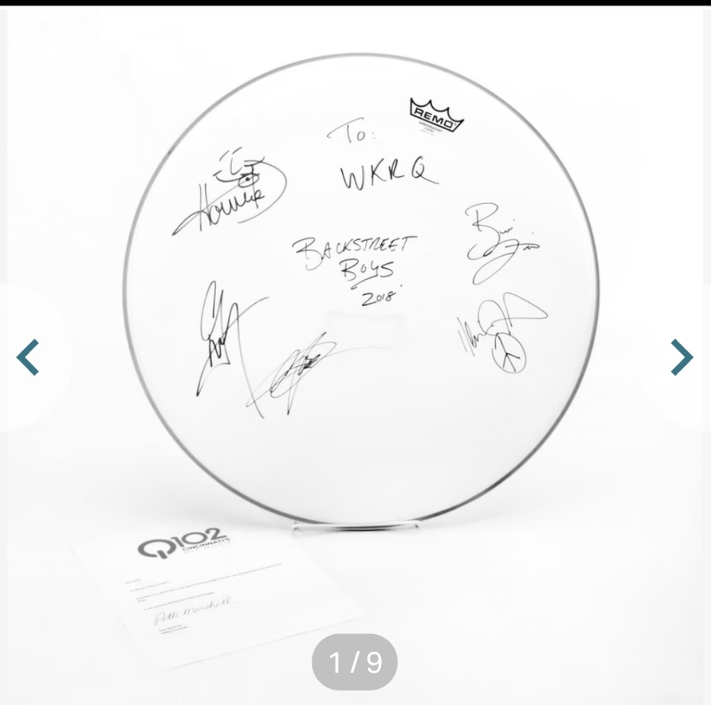 Backstreet boy signed drum head